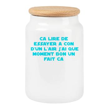 Ca fait un bon moment que j'ai l'air d'un con - Boîte à biscuits avec couvercle en bois - blanc - Devant