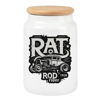 Ratsking Ratlook Shirt – Rustic Custom Style - Cookie Jar with Wooden Lid - white - Front