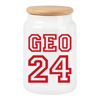 GEORGIEN, Géorgie - Boîte à biscuits avec couvercle en bois - blanc - Devant