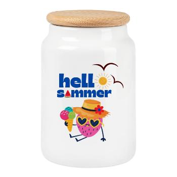 Sommerlicher Erdbeeren und Eis Cartoon - Keksdose mit Holzdeckel - Weiß - Vorne