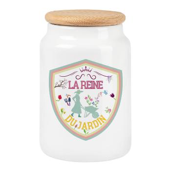 La Reine du jardin. Fête jardinière - Boîte à biscuits avec couvercle en bois - blanc - Devant