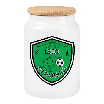 Roi du football. Pour papa, papy. Récompense foot - Boîte à biscuits avec couvercle en bois - blanc - Devant