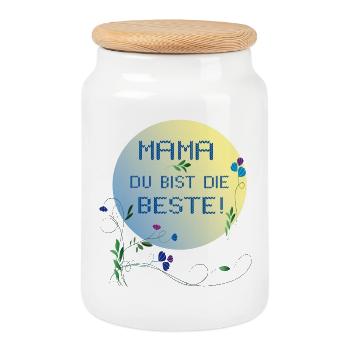 Mom, you're the best Mother's Day - Cookie Jar with Wooden Lid - white - Front