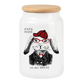 PAPA HASE est la meilleure journée des hommes - Boîte à biscuits avec couvercle en bois - blanc - Devant