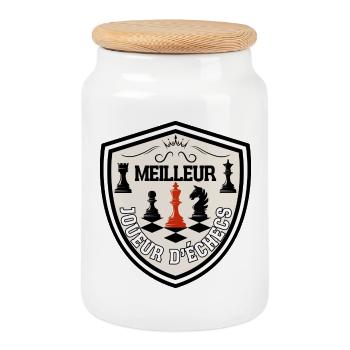 Meilleur joueur d'échecs. Cadeau roi des échecs. - Boîte à biscuits avec couvercle en bois - blanc - Devant