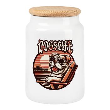 dog Usedom T-Shirt – Ostsee Streetwear Design - Cookie Jar with Wooden Lid - white - Front