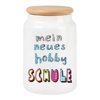 Schule Schulkind - Keksdose mit Holzdeckel - Weiß - Vorne