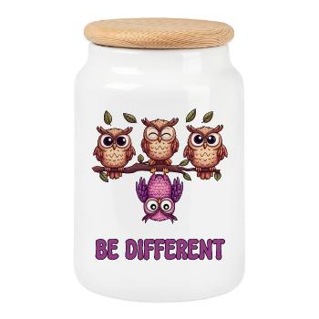 Blending In Is So Overrated Be Different Cute Owls - Cookie Jar with Wooden Lid - white - Front