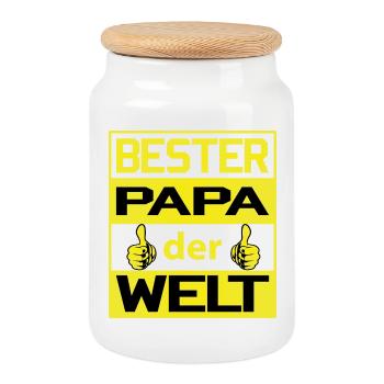 Bester Papa der Welt - stolz zum Zeigen - Keksdose mit Holzdeckel - Weiß - Vorne