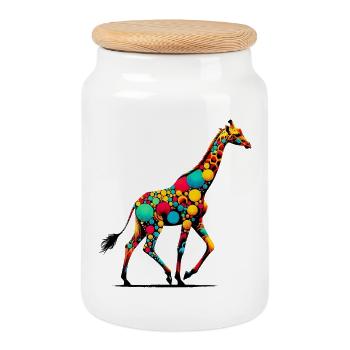 Giraffe - Keksdose mit Holzdeckel - Weiß - Vorne