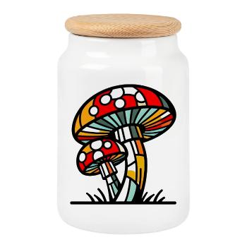 Champignons Fungo Funghi - Boîte à biscuits avec couvercle en bois - blanc - Devant