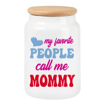 Mes personnes préférées m’appellent maman - Boîte à biscuits avec couvercle en bois - blanc - Devant