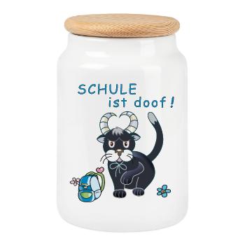 School is stupid - Cookie Jar with Wooden Lid - white - Front