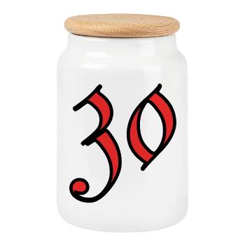 30. 30 ANS. 30e ANNIVERSAIRE. ANNIVERSAIRE 30 ANS. - Boîte à biscuits avec couvercle en bois - blanc - Devant