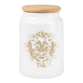 Löwe Graffiti König Illustration Logo Natur Tiere - Keksdose mit Holzdeckel - Weiß - Vorne