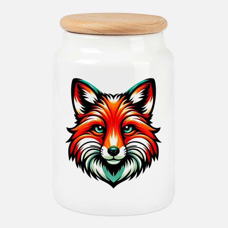 Fuchs - Keksdose mit Holzdeckel - Weiß