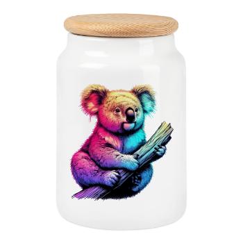 Koala - Cookie Jar with Wooden Lid - white - Front