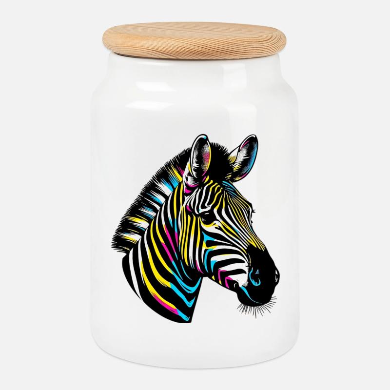 Zebra - Keksdose mit Holzdeckel - Weiß