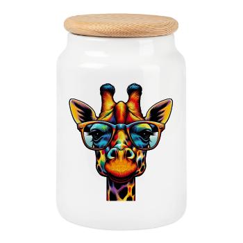 Giraffe - Keksdose mit Holzdeckel - Weiß - Vorne