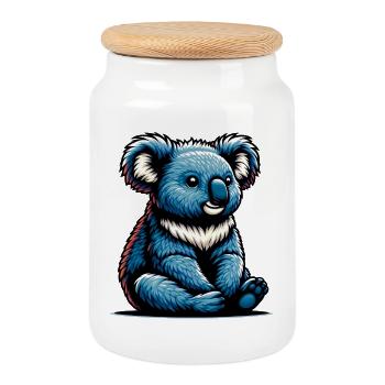 Koala - Boîte à biscuits avec couvercle en bois - blanc - Devant