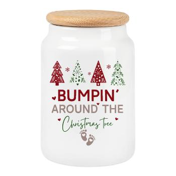 Annonce Grossesse Noël - Boîte à biscuits avec couvercle en bois - blanc - Devant
