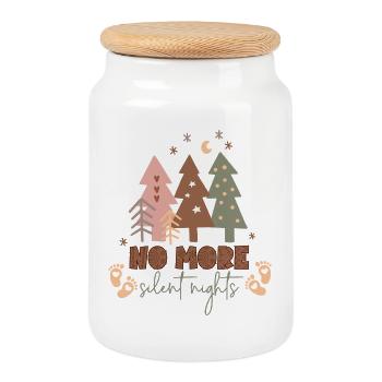 Boho Funny Christmas Pregnancy Annoucement - Cookie Jar with Wooden Lid - white - Front