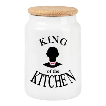 Chef - Cookie Jar with Wooden Lid - white - Front