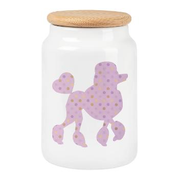 Poniche Pois Rose Chiens Fan Points Chiens Amour Coeur - Boîte à biscuits avec couvercle en bois - blanc - Devant