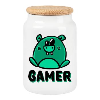 Nini Gamer - Keksdose mit Holzdeckel - Weiß - Vorne