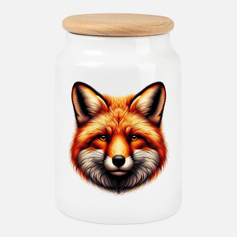 Fuchs - Keksdose mit Holzdeckel - Weiß