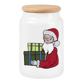 Geschenke des Weihnachtsmannes für Sie - Keksdose mit Holzdeckel - Weiß - Vorne