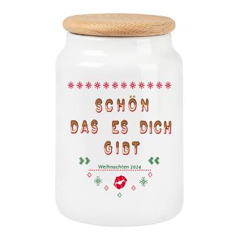 It's nice that you exist, Christmas - Cookie Jar with Wooden Lid - white - Front
