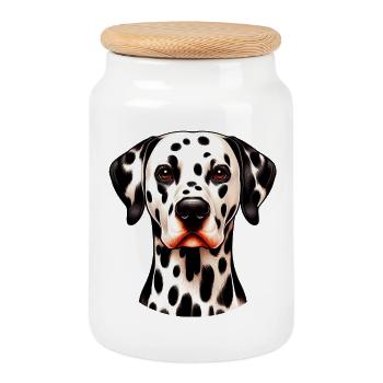 Dalmatian Dog - Cookie Jar with Wooden Lid - white - Front
