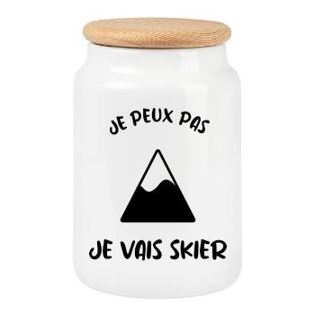 ICH KANN NICHT. SKI. SKI. SCHLÄGER. SCHNEE. SNOWBOARDEN - Keksdose mit Holzdeckel - Weiß - Vorne