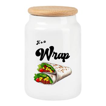 It's a wrap - Cookie Jar with Wooden Lid - white - Front