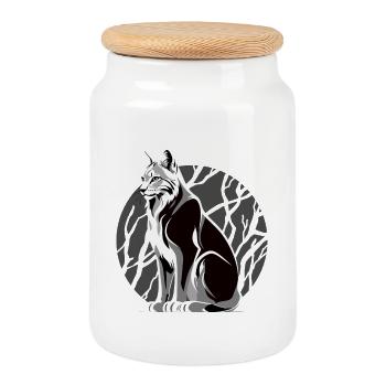 Lynx - Boîte à biscuits avec couvercle en bois - blanc - Devant
