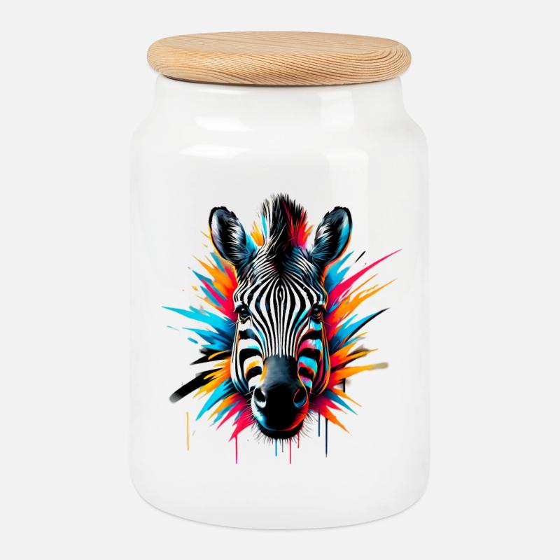 Zebra - Keksdose mit Holzdeckel - Weiß