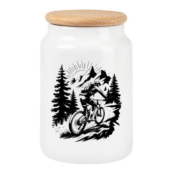 MTB Mountainbike - Keksdose mit Holzdeckel - Weiß - Vorne