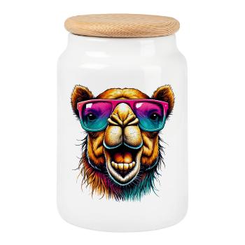 Camel - Cookie Jar with Wooden Lid - white - Front