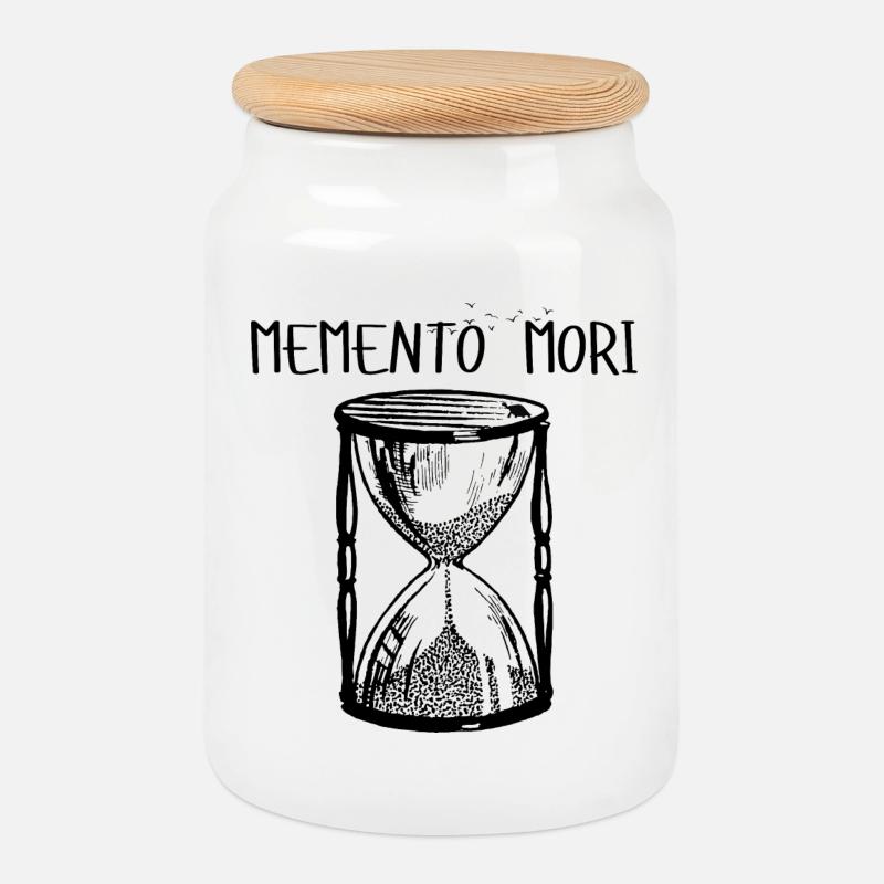 Memento Mori (Sanduhr) - Keksdose mit Holzdeckel - Weiß