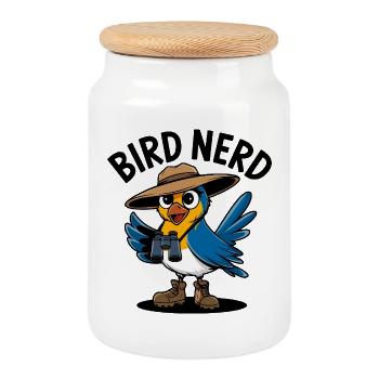Explorateur nerd d’oiseau - Boîte à biscuits avec couvercle en bois - blanc - Devant
