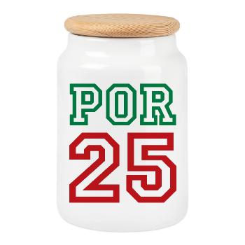 PORTUGAL - Keksdose mit Holzdeckel - Weiß - Vorne
