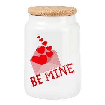 Be Mine - Cookie Jar with Wooden Lid - white - Front