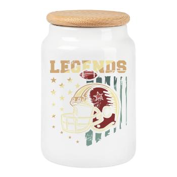 American Football Legends – Vintage Gold Design - Keksdose mit Holzdeckel - Weiß - Vorne