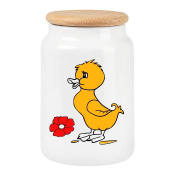 Poussins de Pâques Joyeuses Pâques - Boîte à biscuits avec couvercle en bois - blanc - Devant
