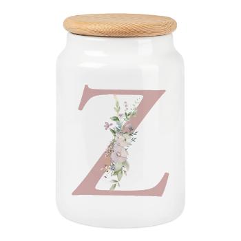Z Monogramm, Floral, personalisierbar - Keksdose mit Holzdeckel - Weiß - Vorne