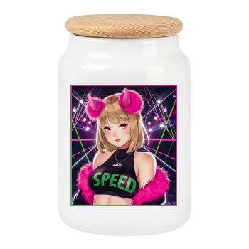 Rave girl - Cookie Jar with Wooden Lid - white - Front