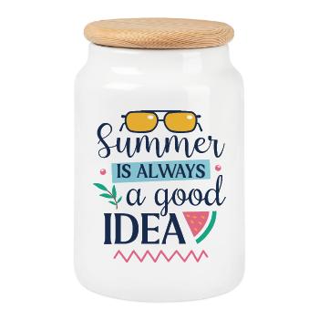 Summer is Always a Good Idea - Cookie Jar with Wooden Lid - white - Front