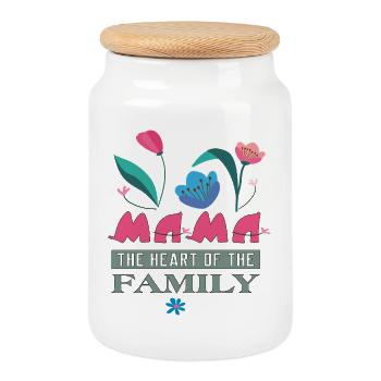 Maman Fête des Mères - Boîte à biscuits avec couvercle en bois - blanc - Devant