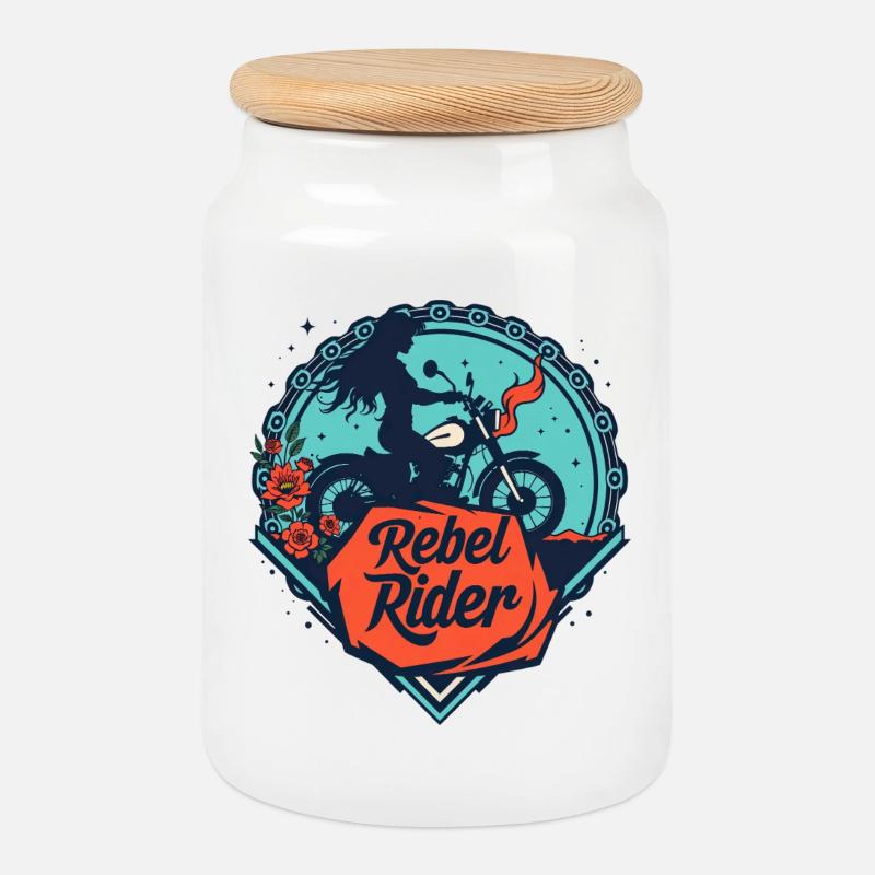 Rebell Rider - Keksdose mit Holzdeckel - Weiß